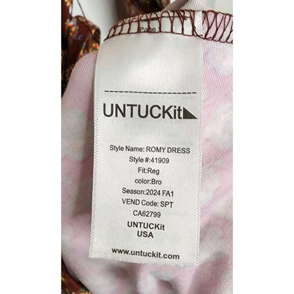NWT Size XL Untuckit For Her Romy Brown Patterned Jersey Knit Shirt Dress Belted - Picture 6 of 8